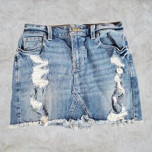 Hollister Light Blue Distressed Mini Skirt